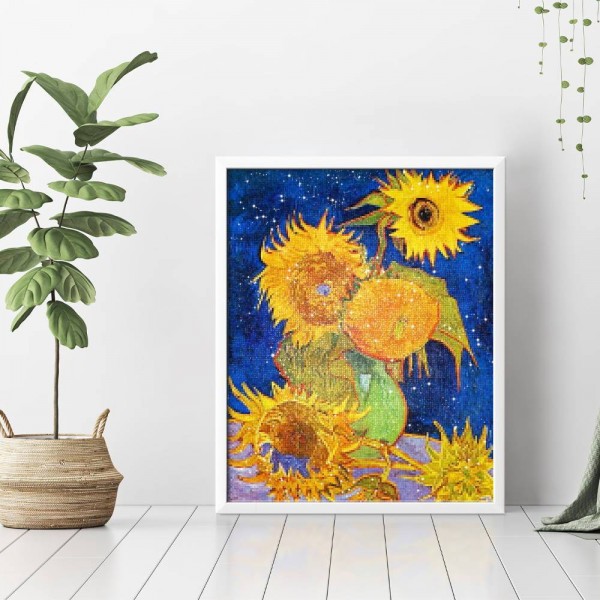 Girasoles en azul